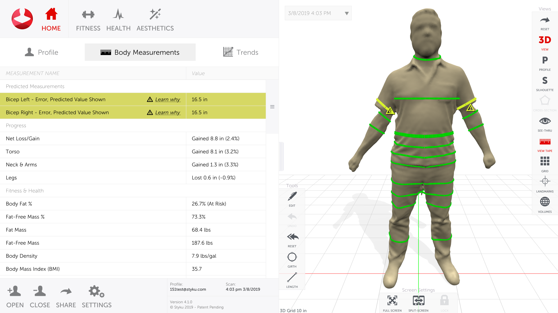 What is the Styku measurement validation feature, and how does it work?